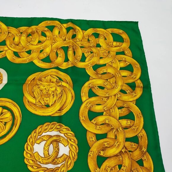 Chanel Greens /Gold Silk100% - Picture 6 of 9